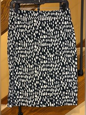 Ann Taylor Skirt Pencil Zip Back Lined Black & White Brush Stroke SZ. 4